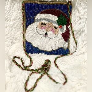 small beaded Santa purse beaded strap C. Marie collection holiday crossbody bag